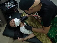 Indian Girl , while Tattoo ,She felt Strong Orgasm in her Pussy