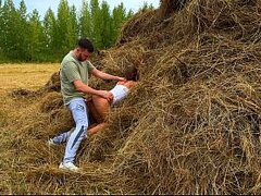 This beauty loves in a public place. Hayloft. Nature
