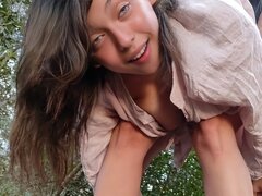 Abusing a little teenager in the woods and I cum inside