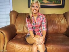 Blonde amateur Bailey strips and masturbate at her casting