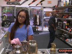 Desperate nurse with glasses gets banged