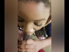Ebony tries not to get caught on the elevator sucking dick all the way to 13th floor