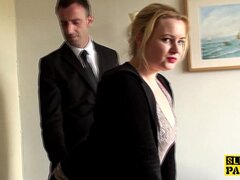 Throatfucked UK sub spanked until red raw
