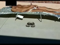 Outside lounge chair stroking